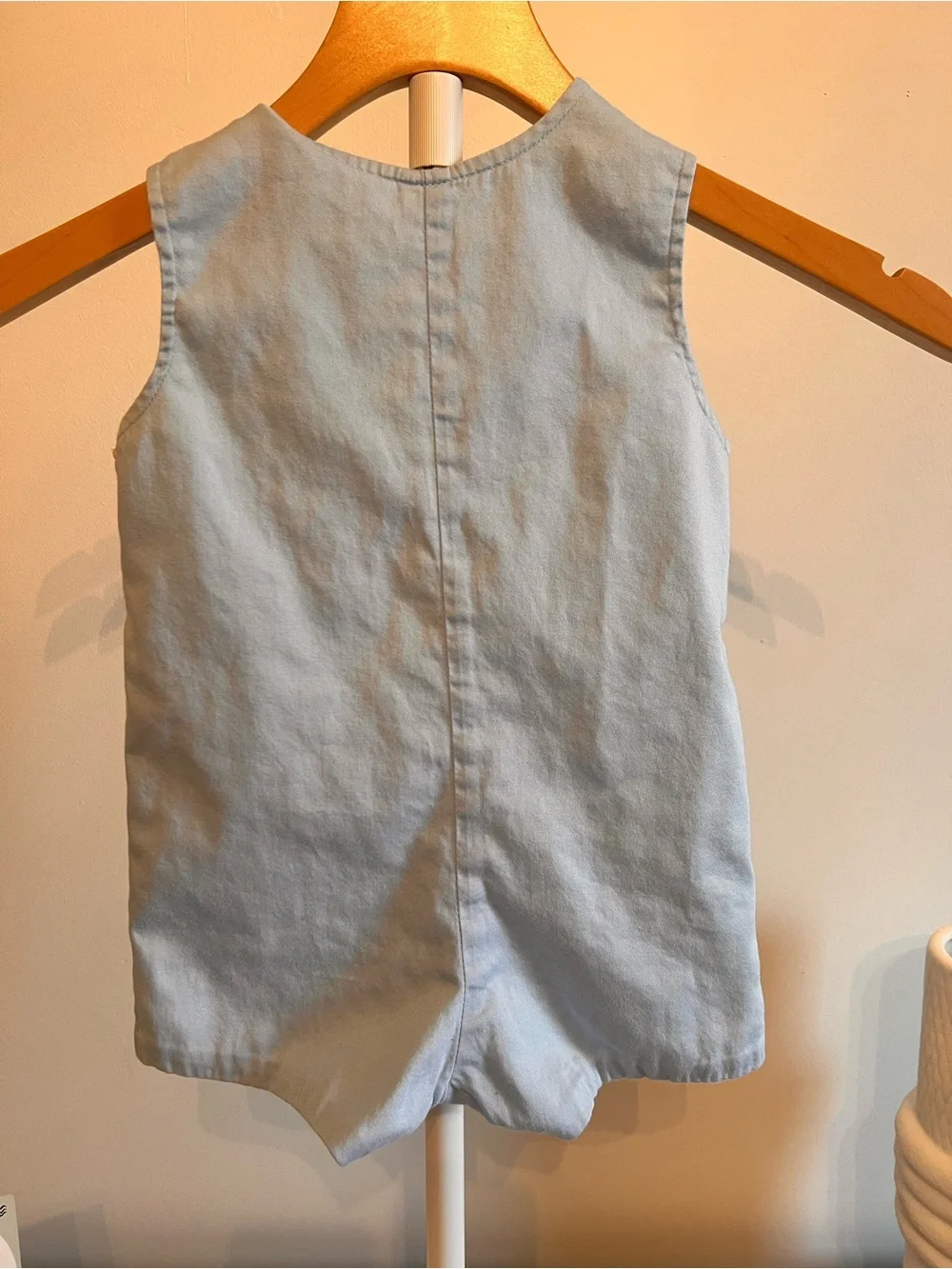 Light Blue Bunny Appliqué Kids Romper